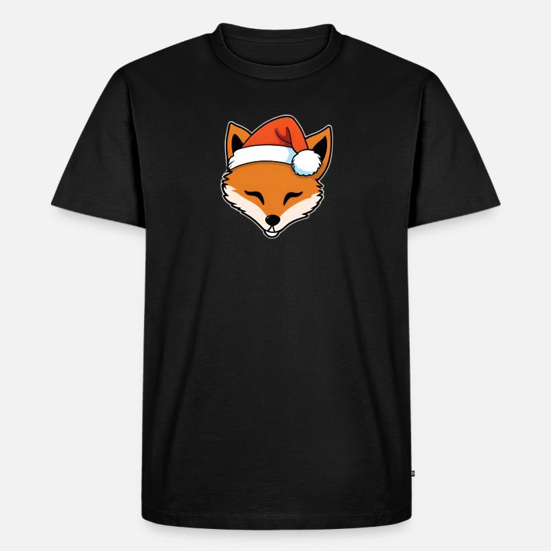 Fuchs mit Santa Hut Grafik - Männer Premium Bio T-Shirt - Schwarz