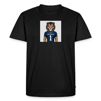 Tiger Mascot Jersey Print - Men's Premium Organic T-Shirt - black - Front - Nico (187cm)