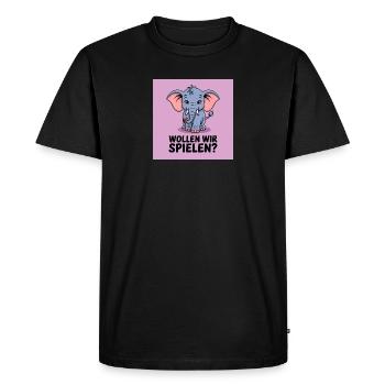 Playing elephant on purple - Men's Premium Organic T-Shirt - black - Front - Nico (187cm)