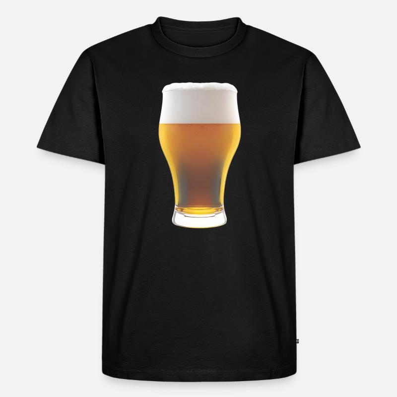 Biergradienten Glas mit Schaum - Männer Premium Bio T-Shirt - Schwarz