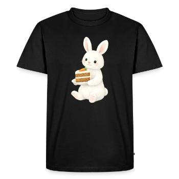 Illustration de lapin avec gâteau aux carottes - T-shirt Premium bio Homme - noir - Devant - Nico (187cm)