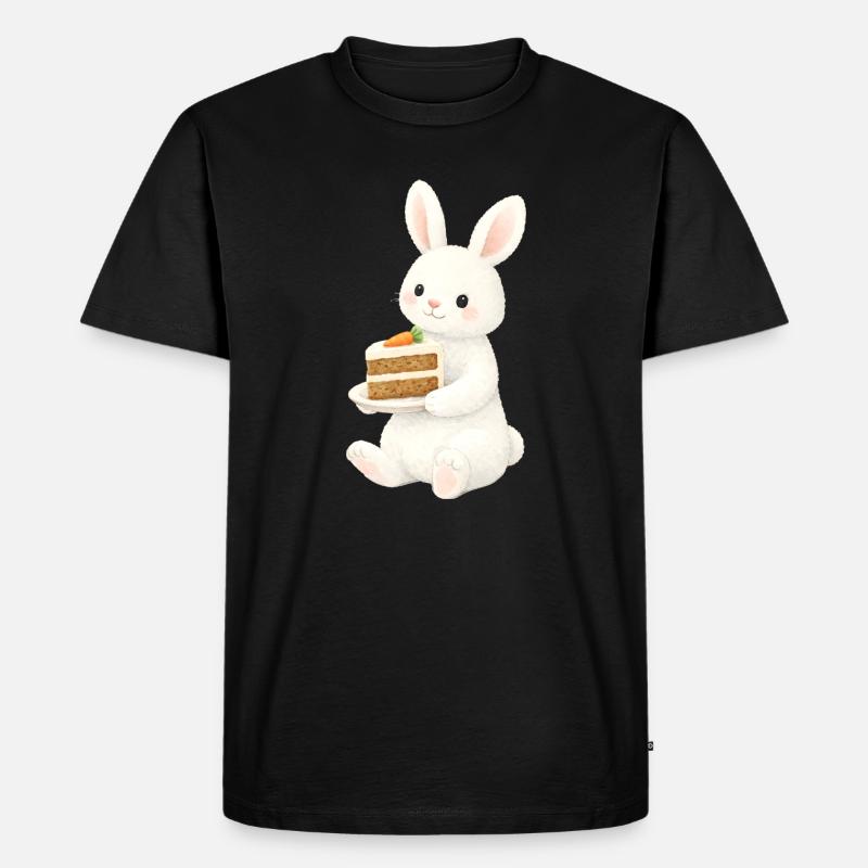 Hase mit Karottenkuchen Illustration  - Männer Premium Bio T-Shirt - Schwarz