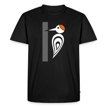 Pic sur l’arbre - L’oiseau du charpentier - T-shirt Premium bio Homme - noir - Devant - Nico (187cm)