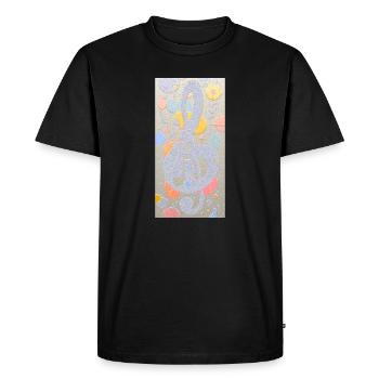 Abstract artwork with sheet music - Men's Premium Organic T-Shirt - black - Front - Nico (187cm)