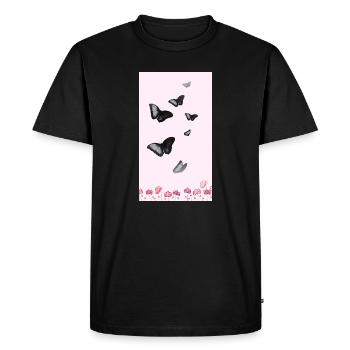 Bouquet de fleurs aquarelles roses - T-shirt Premium bio Homme - noir - Devant - Nico (187cm)