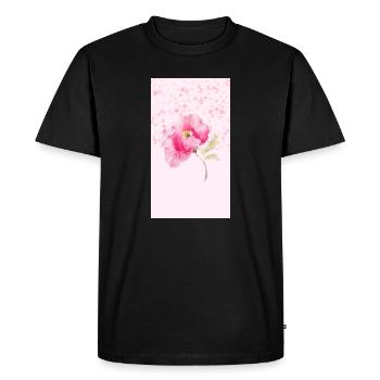 Bouquet de fleurs aquarelles roses - T-shirt Premium bio Homme - noir - Devant - Nico (187cm)