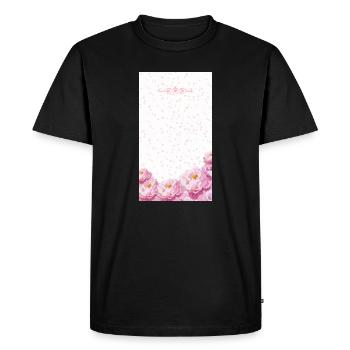 Bouquet de fleurs aquarelles roses - T-shirt Premium bio Homme - noir - Devant - Nico (187cm)
