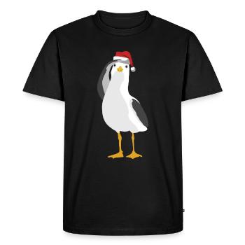 Seagull avec chapeau de Noël maritime du nord de l'Allemagne - T-shirt Premium bio Homme - noir - Devant - Nico (187cm)