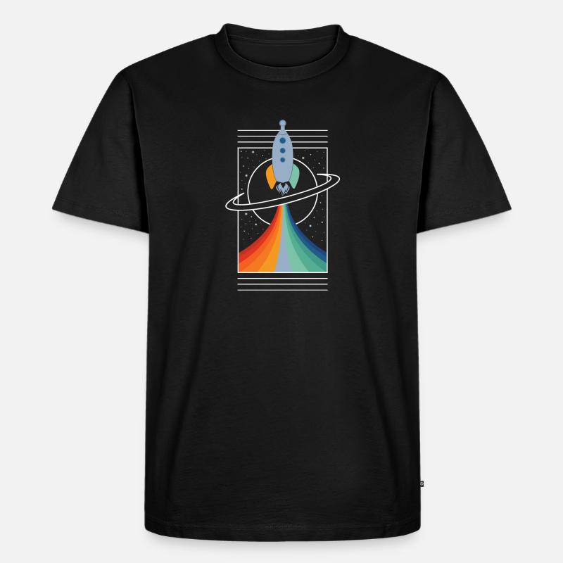 Rakete (Bunt, Umriss) - Männer Premium Bio T-Shirt - Schwarz
