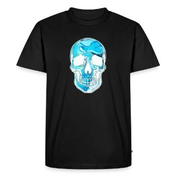 Crâne bleu lumière crâne - T-shirt Premium bio Homme - noir - Devant - Nico (187cm)