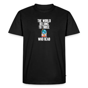 Le monde appartient à ceux qui font des citations motivantes - T-shirt Premium bio Homme - noir - Devant - Nico (187cm)