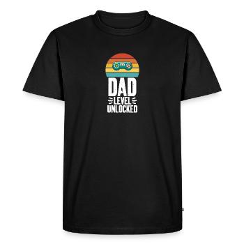 Dad Level Unlocked Cool Art for Gamer Dad - Men's Premium Organic T-Shirt - black - Front - Nico (187cm)