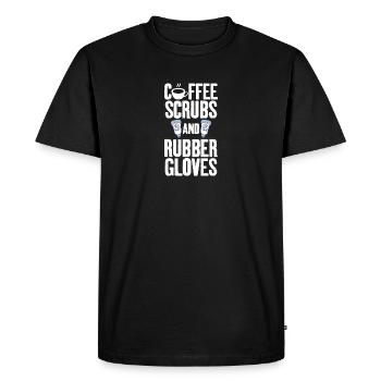 Coffee and rubber gloves sonography sonographer - Men's Premium Organic T-Shirt - black - Front - Nico (187cm)