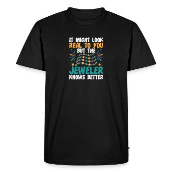 Le bijoutier connaît mieux le graphisme du fabricant de bijoux pour - T-shirt Premium bio Homme - noir - Devant - Nico (187cm)