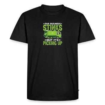 Notre entreprise pue les décharges Chauffeur de camion - T-shirt Premium bio Homme - noir - Devant - Nico (187cm)