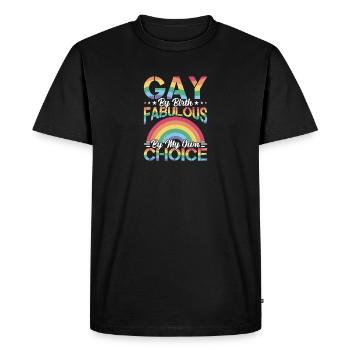 Gay de naissance LGBTQ Gay Awareness Support Pride - T-shirt Premium bio Homme - noir - Devant - Nico (187cm)