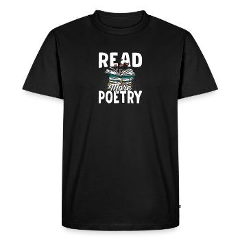 Lire la suite Poésie Poète Amoureux de la poésie Lecteur - T-shirt Premium bio Homme - noir - Devant - Nico (187cm)