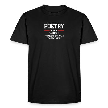 Poésie Mots Danse sur papier Poésie dense - T-shirt Premium bio Homme - noir - Devant - Nico (187cm)