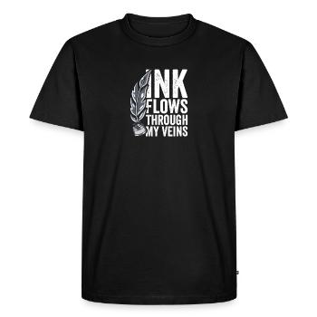L’encre coule Dense Poésie Amateur de poésie Lecteur de poésie - T-shirt Premium bio Homme - noir - Devant - Nico (187cm)