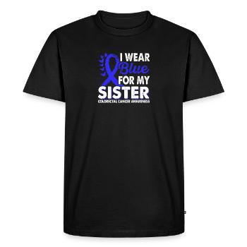 Portez du bleu clair pour le cancer du côlon - T-shirt Premium bio Homme - noir - Devant - Nico (187cm)