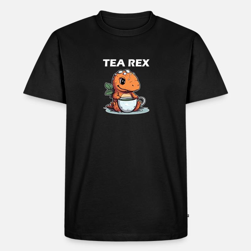 Entzückender Tea Rex | Süßer T-Rex mit Tee - Männer Premium Bio T-Shirt - Schwarz