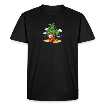 Noël en juillet Père Noël Surf hawaïen - T-shirt Premium bio Homme - noir - Devant - Nico (187cm)