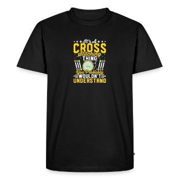 Cross Stitch Ding Craft Quilting Sewing Quilter - Men's Premium Organic T-Shirt - black - Front - Nico (187cm)