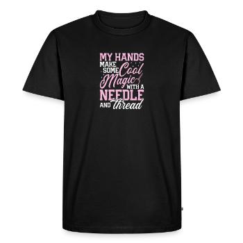 Needle and thread cross stitch craft quilting sewing - Men's Premium Organic T-Shirt - black - Front - Nico (187cm)
