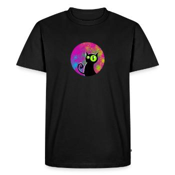 Chat noir aux yeux brillants - T-shirt Premium bio Homme - noir - Devant - Nico (187cm)