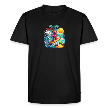 Joyeux nounours de surf - Aventure d’été - T-shirt Premium bio Homme - noir - Devant - Nico (187cm)