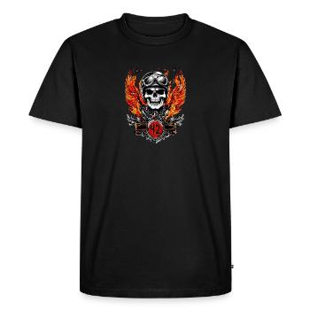 Biker 42 Anniversaire Crâne Moto Anniversaire - T-shirt Premium bio Homme - noir - Devant - Nico (187cm)