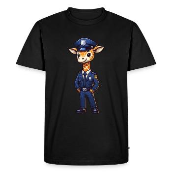 Cute Giraffe Police Officer - Men's Premium Organic T-Shirt - black - Front - Nico (187cm)