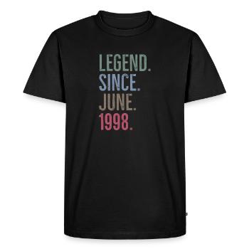Légende depuis juin 1998 - T-shirt Premium bio Homme - noir - Devant - Nico (187cm)