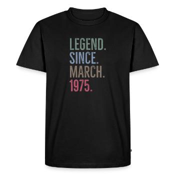 Légende depuis mars 1975 - T-shirt Premium bio Homme - noir - Devant - Nico (187cm)