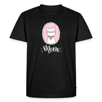 Mignon Kawaii drôle de chat disant miaulement - T-shirt Premium bio Homme - noir - Devant - Nico (187cm)