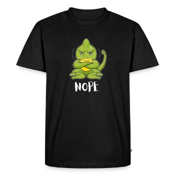 Nope Funny Lazy Chameleon - Men's Premium Organic T-Shirt - black - Front - Nico (187cm)