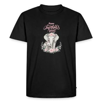 Amour de la mère éléphant & veau Couronne florale - T-shirt Premium bio Homme - noir - Devant - Nico (187cm)