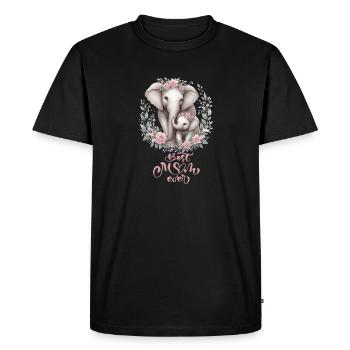 Meilleure maman de tous les temps éléphant Couronne florale maternité - T-shirt Premium bio Homme - noir - Devant - Nico (187cm)