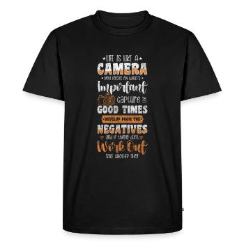 Photographe Hobby Passion Heartbeat - T-shirt Premium bio Homme - noir - Devant - Nico (187cm)