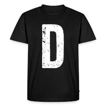 Lettre D - T-shirt Premium bio Homme - noir - Devant - Nico (187cm)