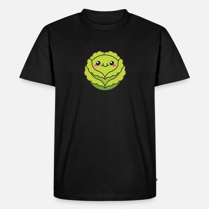 Niedlicher Kohl oder Salatkopf - Männer Premium Bio T-Shirt - Schwarz