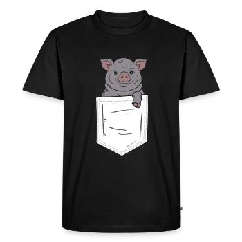 Pig in Pocket Chest Pocket - Men's Premium Organic T-Shirt - black - Front - Nico (187cm)