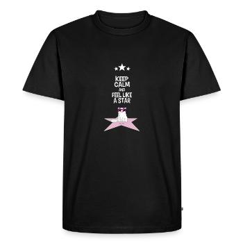 Mrou le chat, Feel Like a Star - T-shirt Premium bio Homme - noir - Devant - Nico (187cm)