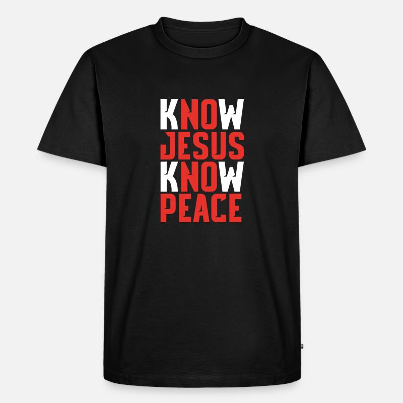 Know Jesus Know Peace - Männer Premium Bio T-Shirt - Schwarz