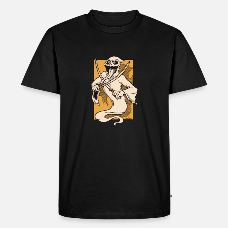Tshirt Geist Katana - Männer Premium Bio T-Shirt - Schwarz