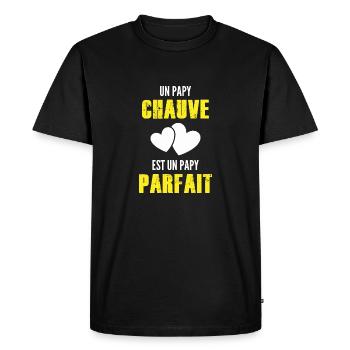 un papy chauve est un papy parfait / grand-père - T-shirt Premium bio Homme - noir - Devant - Nico (187cm)