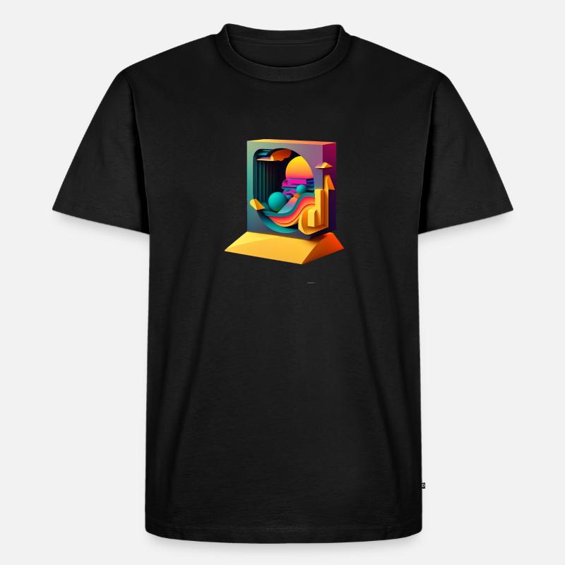3D - Männer Premium Bio T-Shirt - Schwarz