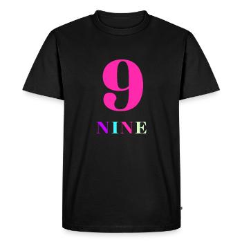 Nine-9th Anniversary - Men's Premium Organic T-Shirt - black - Front - Nico (187cm)