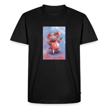 Cochon de dessin animé drôle - T-shirt Premium bio Homme - noir - Devant - Nico (187cm)