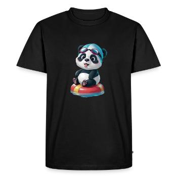 Panda's Swimming Adventure! - Men's Premium Organic T-Shirt - black - Front - Nico (187cm)